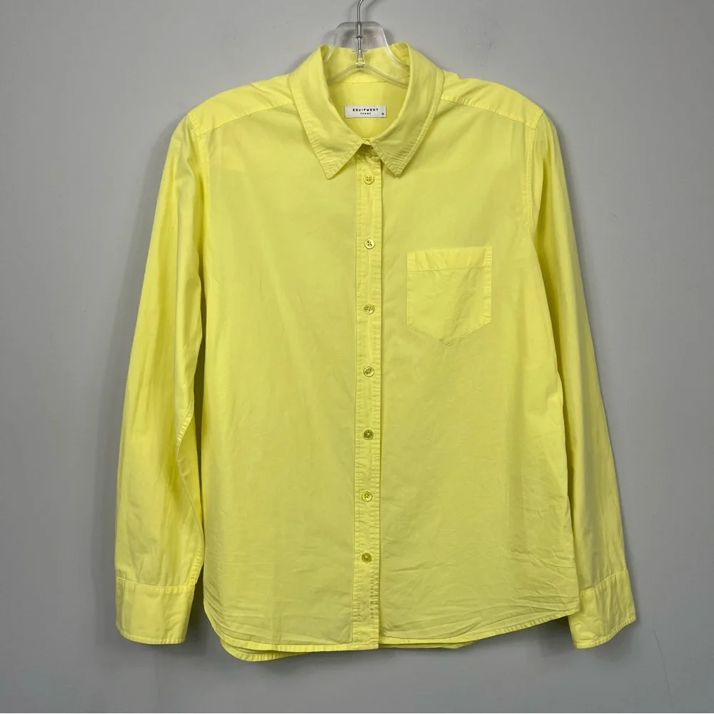 Equipment Brett Washed Cotton Poplin Blouse Shirt in Citron Yellow Q436-E195 M - Picture 5 of 10